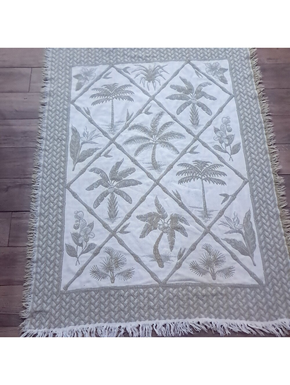 Mohawk Home Tapestry Throw Blanket Tropical Palm tree plants Goodwin Weavers